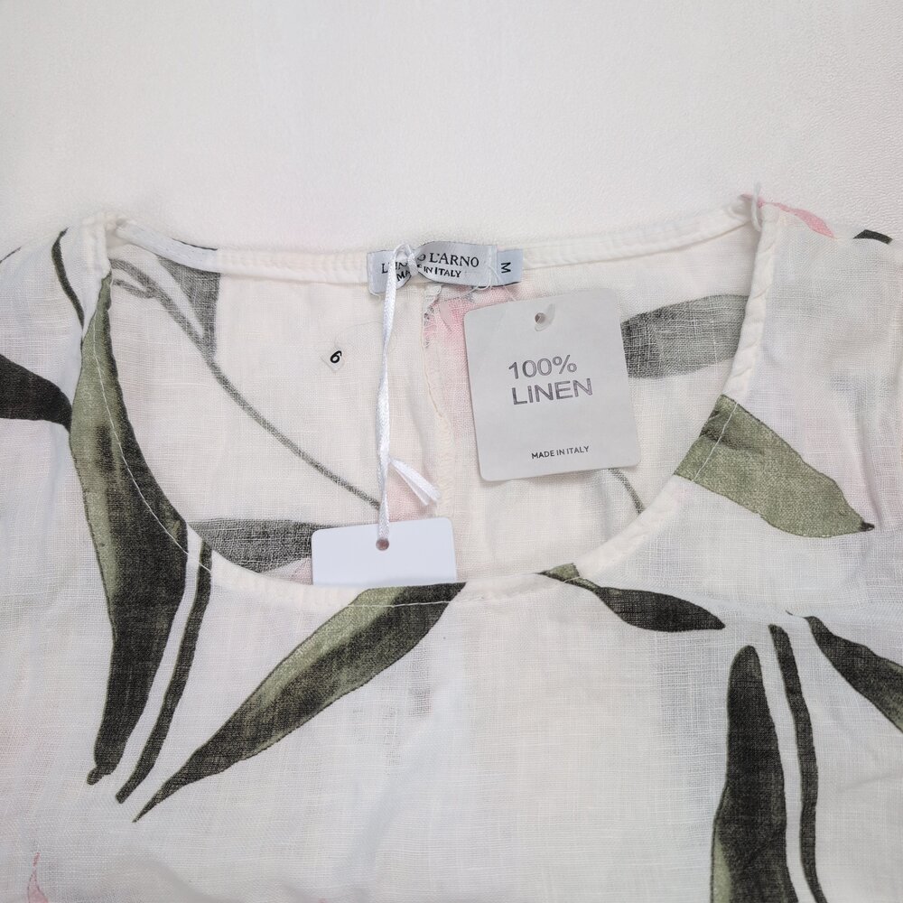 Lungo L'arno 100% Linen Floral Shift Dress M - Picture 9 of 13